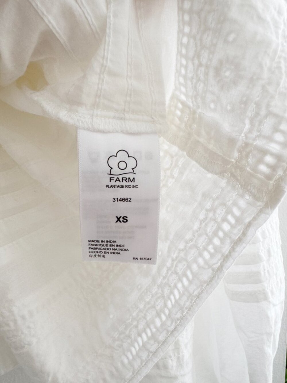 FARM Rio Cream Ruffle Lace Peasant Blouse - Picture 8 of 8